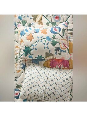 Anthropologie Sawyer Quilted Cotton Pillowcases Floral Cottagecore Garden